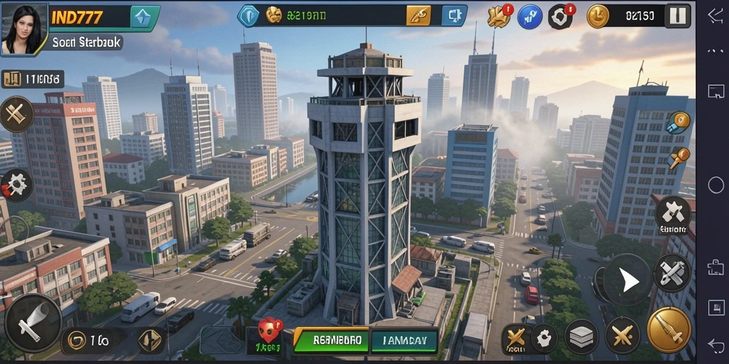 Screenshot gameplay IND777 dengan aksi menara yang mendebarkan.