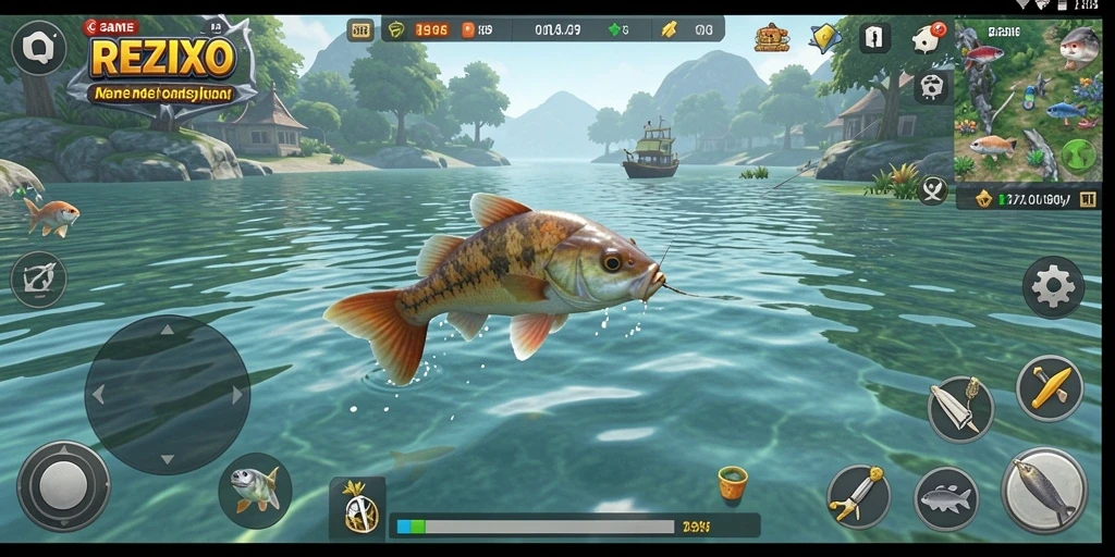 Tangkapan ikan yang mengesankan dalam gameplay REZIXO.