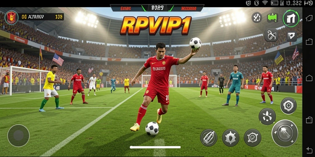 Tangkapan layar utama RPVIP1 menampilkan adegan kompetisi olahraga yang mendebarkan.
