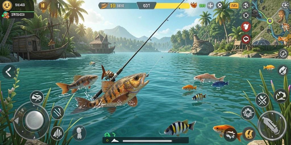 Tampilan gameplay <strong>SINTE4D</strong> yang memikat saat memancing di danau.
