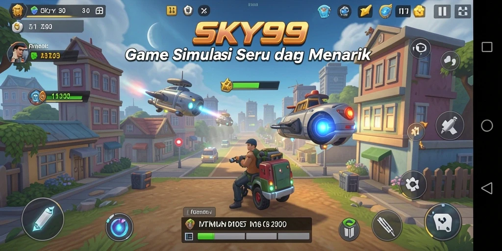 Screenshot utama SKY99 menampilkan gameplay simulasi yang menarik.